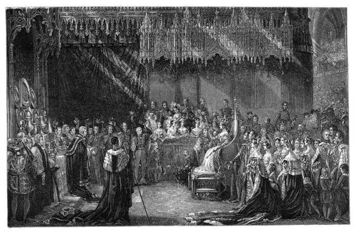 Framed Print : Coronation of Queen Victoria at Westminster Abbey, London, 28 June 1838, (1900) Framed Print : Coronation of Queen Victoria at Westminster Abbey, London, 28 June 1838, (1900)