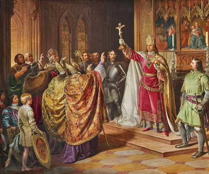 Framed Print : The coronation of Rudolph I of Habsburg (1273-1291) in Frankfurt, 1846. Creator: Engerth; Eduard von (1818-1897) Framed Print : The coronation of Rudolph I of Habsburg (1273-1291) in Frankfurt, 1846. Creator: Engerth; Eduard von (1818-1897)