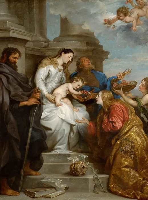 Framed Print : The Coronation of Saint Rosalia (Madonna and Child with Saints Rosalia, Peter and Paul), 1629. Creator: Dyck, Sir Anthony van (1599-1641) Framed Print : The Coronation of Saint Rosalia (Madonna and Child with Saints Rosalia, Peter and Paul), 1629. Creator: Dyck, Sir Anthony van (1599-1641)