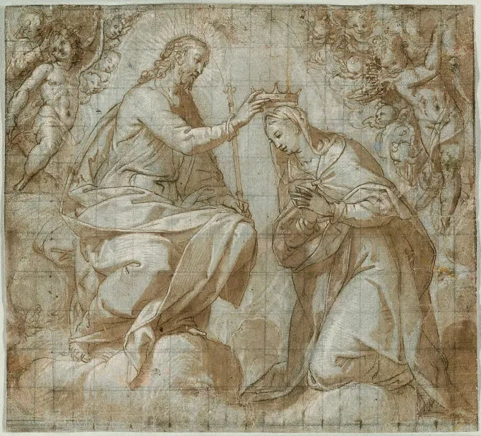Framed Print : The Coronation of the Virgin, 1575. Creator: Ercole Setti