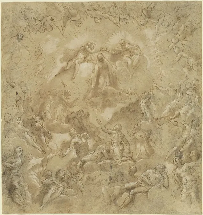 Framed Print : The Coronation of the Virgin, 1585 / 1594. Creator: Jacopo Palma Framed Print : The Coronation of the Virgin, 1585 / 1594. Creator: Jacopo Palma