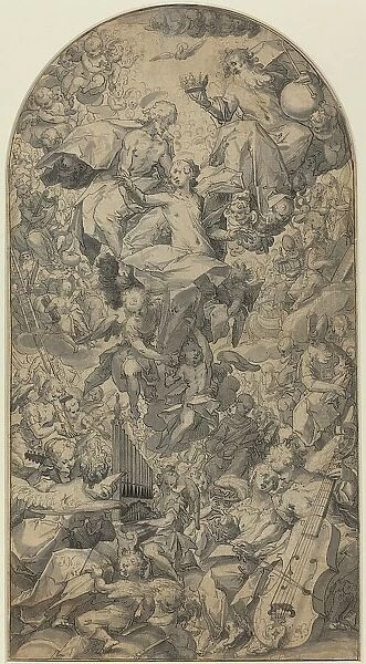 The Coronation of the Virgin with Angel Musicians and All Saints, c. 1590. Creator: Master J.N