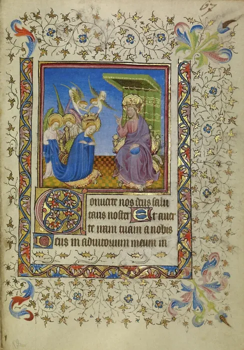 Framed Print : The Coronation of the Virgin; Book of Hours, about 1400-1410. Creator: Unknown Framed Print : The Coronation of the Virgin; Book of Hours, about 1400-1410. Creator: Unknown