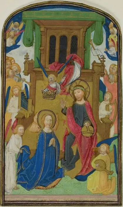 Framed Print : The Coronation of the Virgin, from a Book of Hours, 1460 / 70. Creator: Attributed to Willem Vrelant or his workshop Framed Print : The Coronation of the Virgin, from a Book of Hours, 1460 / 70. Creator: Attributed to Willem Vrelant or his workshop