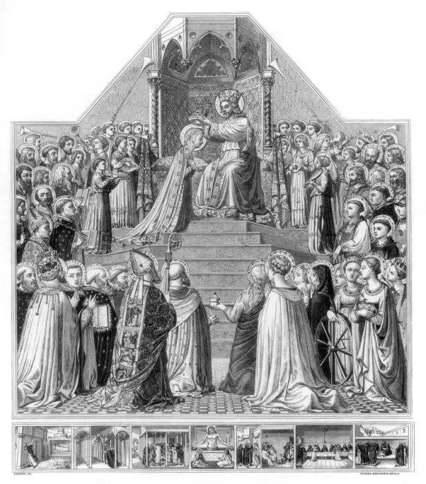 Framed Print : The Coronation of the Virgin, c1430-1432 (1870). Artist: Monvoisin Framed Print : The Coronation of the Virgin, c1430-1432 (1870). Artist: Monvoisin