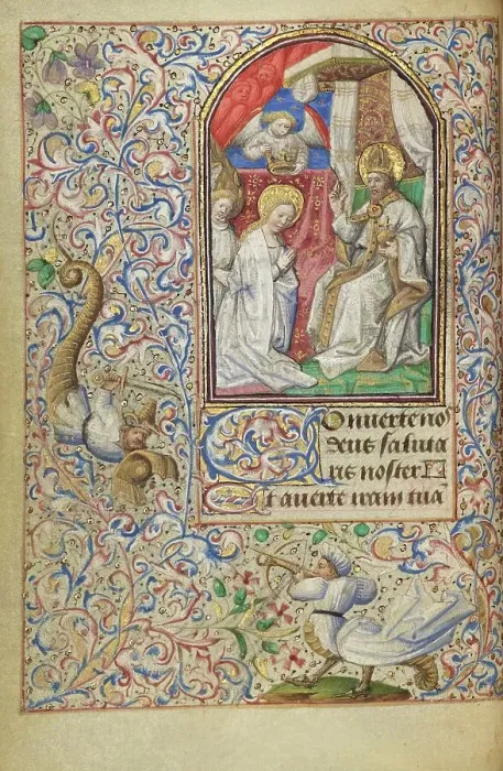 Framed Print : The Coronation of the Virgin; Hours of Simon de Varie, 1455. Creator: Dunois Master Framed Print : The Coronation of the Virgin; Hours of Simon de Varie, 1455. Creator: Dunois Master
