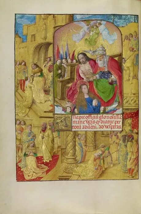 Framed Print : The Coronation of the Virgin; Spinola Hours, about 1510-1520. Creator: Master of the Lubeck Bible
