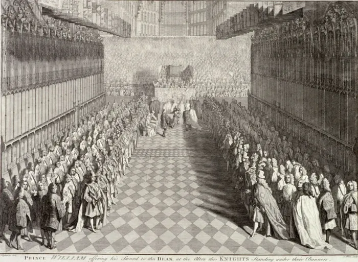 Framed Print : Coronation of William III in Westminster Abbey, London, 1689, (c1689). Artist: John Pine Framed Print : Coronation of William III in Westminster Abbey, London, 1689, (c1689). Artist: John Pine