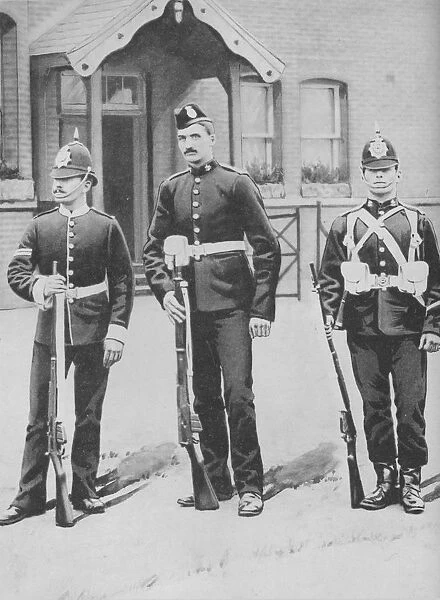 Corporal and Privates, the Buffs, c1880. Artist: Gregory & Co
