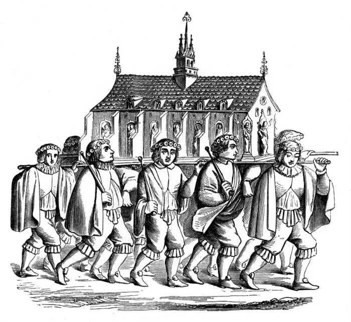 Framed Print : The Corporation of the Goldsmiths of Paris carrying the Shrine of St Genevieve, 17th century, (1870) Framed Print : The Corporation of the Goldsmiths of Paris carrying the Shrine of St Genevieve, 17th century, (1870)
