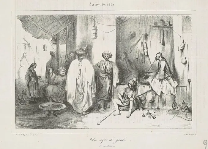 Framed Print : Un corps de garde peint par Decamps, 19th century. Creator: Honore Daumier Framed Print : Un corps de garde peint par Decamps, 19th century. Creator: Honore Daumier