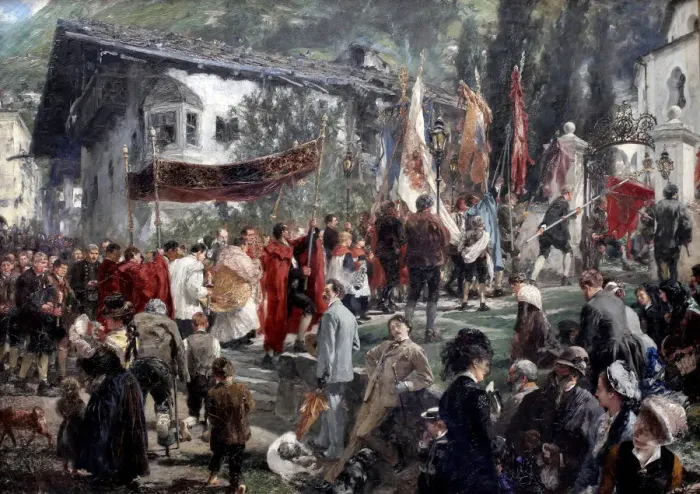 Framed Print : Corpus Christi Procession at Hofgastein, 1880 Framed Print : Corpus Christi Procession at Hofgastein, 1880
