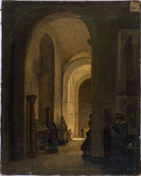 Corridor of the Louvre, 1880. Creator: B Armillon
