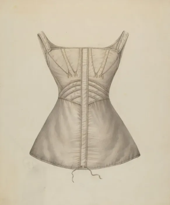 Framed Print : Corset, c. 1938. Creator: Marie Mitchell Framed Print : Corset, c. 1938. Creator: Marie Mitchell