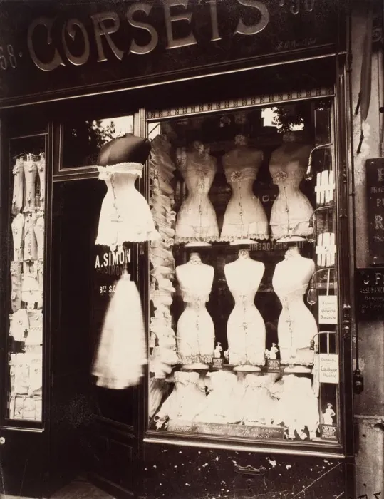 Framed Print : Corsets. Boulevard de Strasbourg, 1912. Artist: Atget, Eugene (1857-1927) Framed Print : Corsets. Boulevard de Strasbourg, 1912. Artist: Atget, Eugene (1857-1927)