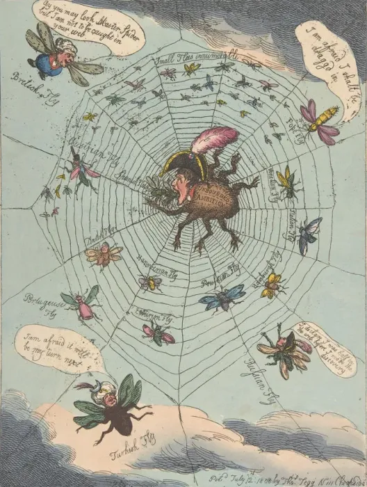 Framed Print : The Corsican Spider in His Web!, July 12, 1808. July 12, 1808 Framed Print : The Corsican Spider in His Web!, July 12, 1808. July 12, 1808