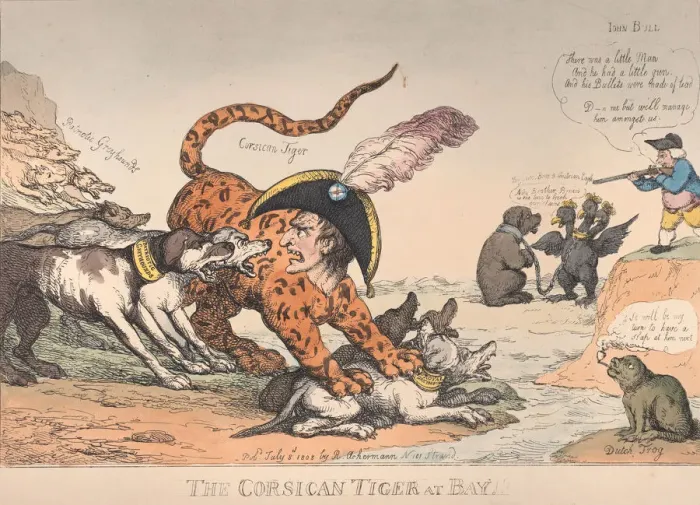 Framed Print : The Corsican Tiger at Bay!, July 8, 1808. July 8, 1808. Creator: Thomas Rowlandson Framed Print : The Corsican Tiger at Bay!, July 8, 1808. July 8, 1808. Creator: Thomas Rowlandson