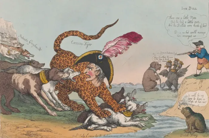 Framed Print : The Corsican Tiger at Bay!, July 8, 1808. July 8, 1808. Creator: Thomas Rowlandson Framed Print : The Corsican Tiger at Bay!, July 8, 1808. July 8, 1808. Creator: Thomas Rowlandson