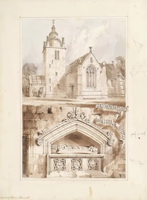 Framed Print : Corstorphine Church - Exterior and Forester's Tomb, 1848-1852. Creator: Robert William Billings. Corstorphine Church - Exterior and Forester's Tomb, 1848-1852 Framed Print : Corstorphine Church - Exterior and Forester's Tomb, 1848-1852. Creator: Robert William Billings. Corstorphine Church - Exterior and Forester's Tomb, 1848-1852