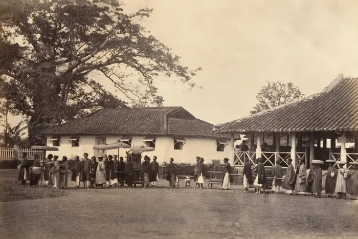 Framed Print : Cortege d un mariage, Cochinchine, 1866. Creator: Emile Gsell Framed Print : Cortege d un mariage, Cochinchine, 1866. Creator: Emile Gsell