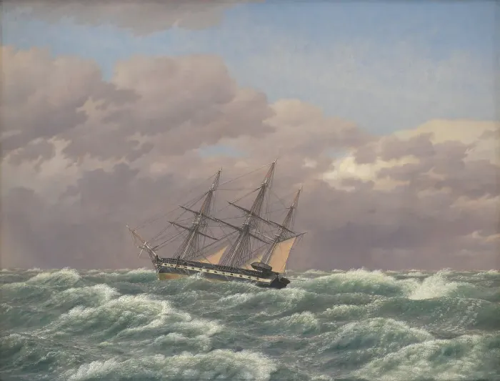 Framed Print : The Corvette Galathea in a Storm in the North Sea, 1839. Creator: CW Eckersberg. The Corvette Galathea in a Storm in the North Sea, 1839. Creator: CW Eckersberg Framed Print : The Corvette Galathea in a Storm in the North Sea, 1839. Creator: CW Eckersberg. The Corvette Galathea in a Storm in the North Sea, 1839. Creator: CW Eckersberg