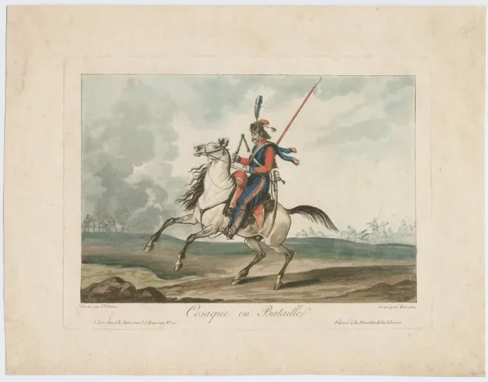 Framed Print : Cossack at the battle, 1815. Artist: Vernet, Carle (1758-1836) Framed Print : Cossack at the battle, 1815. Artist: Vernet, Carle (1758-1836)