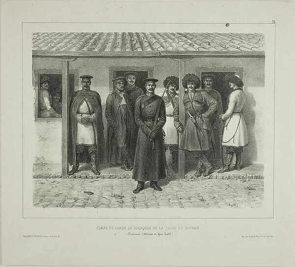 Cossack Bodyguards of the Line, Kuban, Taman, Détroit de Yéni-Kaleb, October 9, 1837, 1846. Creator: Auguste Raffet