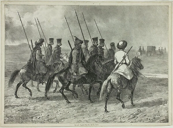 Cossack Escort to the Border of Kuban, Taman (Central Russia), October 11, 1837, 1838. Creator: Auguste Raffet