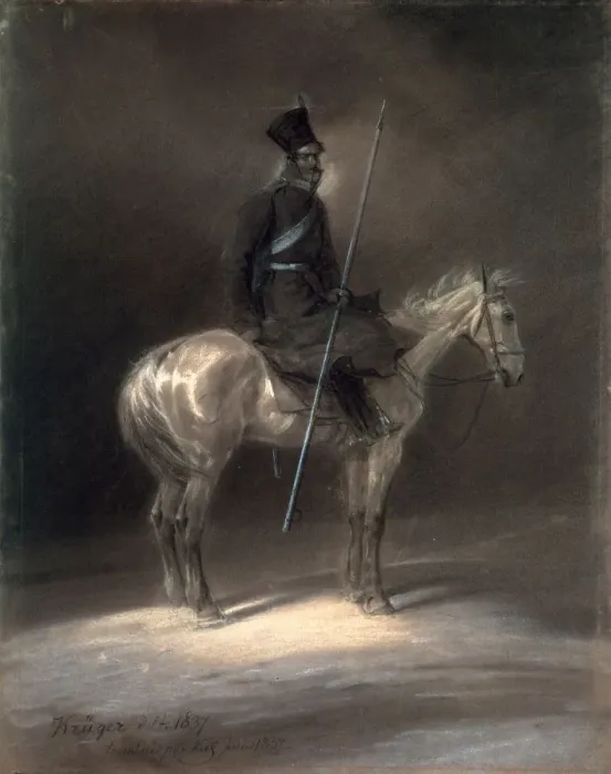 Framed Print : Cossack on Horseback, 1837. Artist: Franz Kruger Framed Print : Cossack on Horseback, 1837. Artist: Franz Kruger