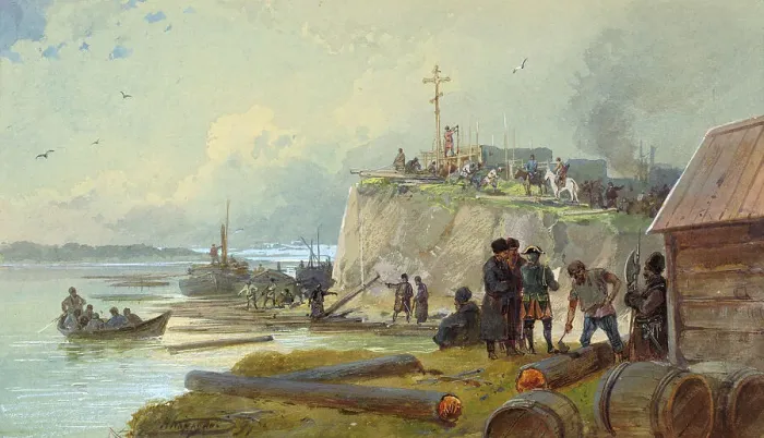 Framed Print : Cossacks Building Line Fortresses, 19th century. Creator: Nikolay Nikolaevich Karazin Framed Print : Cossacks Building Line Fortresses, 19th century. Creator: Nikolay Nikolaevich Karazin