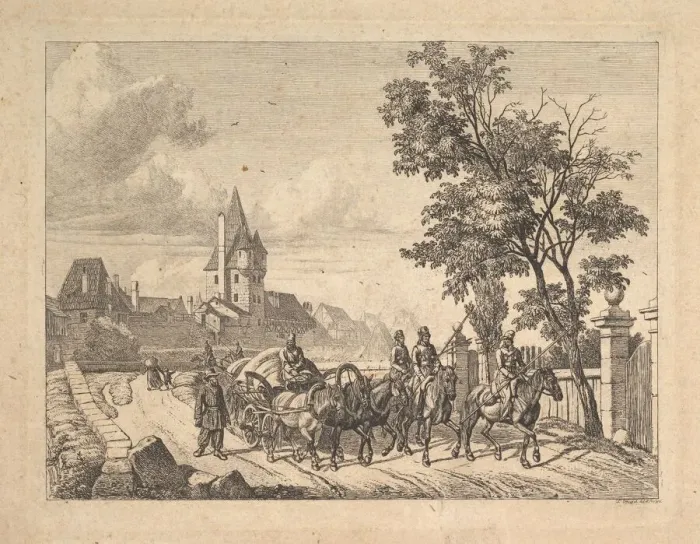 Framed Print : The Cossacks Escorting the Baggage Wagon, 1816. Creator: Johann Christian Erhard Framed Print : The Cossacks Escorting the Baggage Wagon, 1816. Creator: Johann Christian Erhard