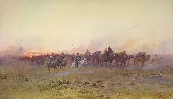 Cossacks Escorting the Taranchi into Russian Territory During the Occupation of the Ili...19th cent Creator: Nikolay Nikolaevich Karazin