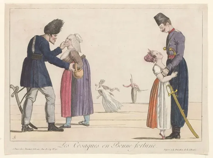 Framed Print : Cossacks on the love path, c.1814-c.1815. Creator: Adrien Pierre François Godefroy the Younger Framed Print : Cossacks on the love path, c.1814-c.1815. Creator: Adrien Pierre François Godefroy the Younger