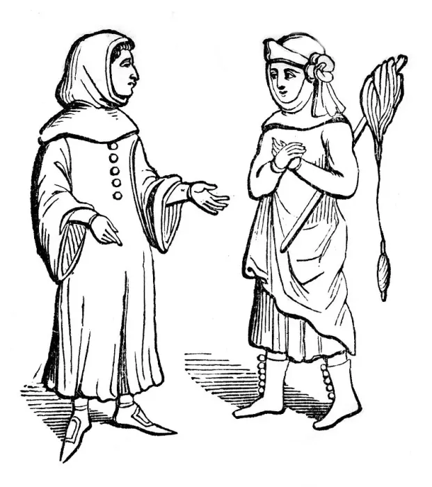 Framed Print : Costume of the commonality, 14th century, (1910) Framed Print : Costume of the commonality, 14th century, (1910)