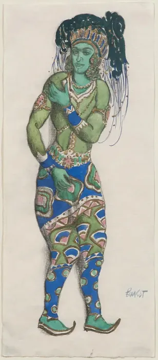 Framed Print : Costume design for the Ballet Blue God by R. Hahn, 1911. Artist: Bakst, Leon (1866-1924) Framed Print : Costume design for the Ballet Blue God by R. Hahn, 1911. Artist: Bakst, Leon (1866-1924)