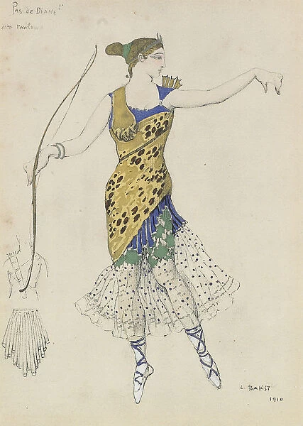 Costume design for the ballet Diane et Acteon Pas de deux (Pas de Diane), 1910
