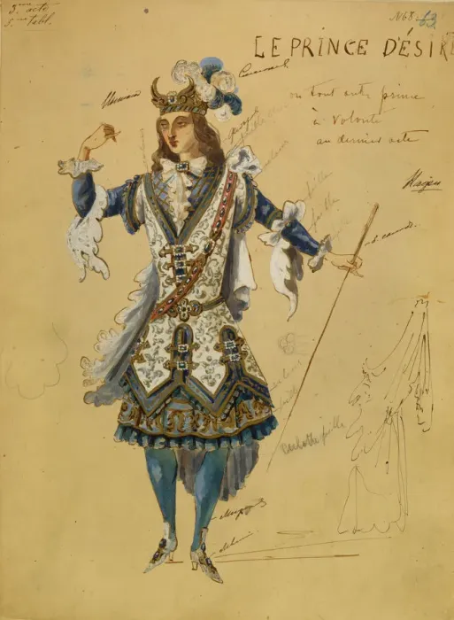 Framed Print : Costume design for the ballet Sleeping Beauty by P. Tchaikovsky, 1890. Artist: Vsevolozhsky, Ivan Alexandrovich (1835-1909) Framed Print : Costume design for the ballet Sleeping Beauty by P. Tchaikovsky, 1890. Artist: Vsevolozhsky, Ivan Alexandrovich (1835-1909)