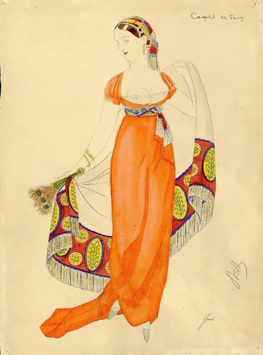 Framed Print : Costume design for the comedy Woe from Wit by A. Griboyedov (Meyerhold's theatre), 1928. Creator: Ulyanov; Nikolai Pavlovich (1875-1949)