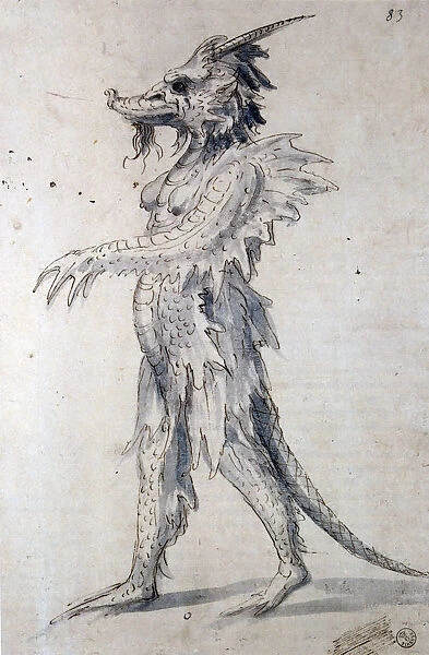 Costume design for a costume for a dragon, 16th century. Artist: Giuseppe Arcimboldi