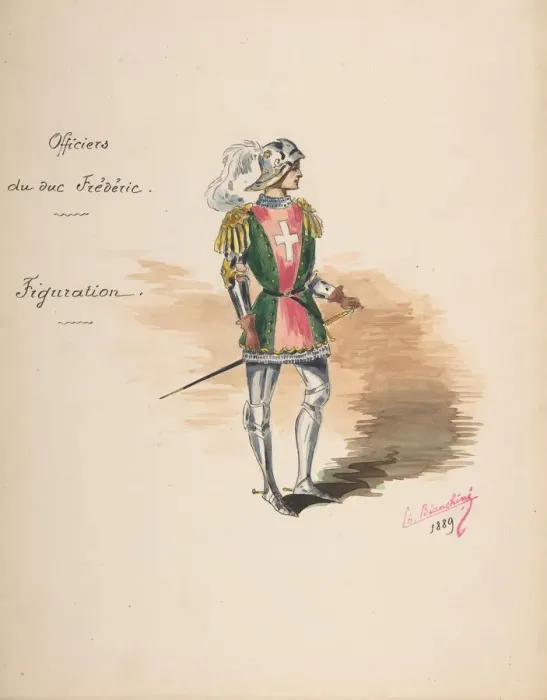 Framed Print : Costume Design for Officiers du duc Frederic [a]