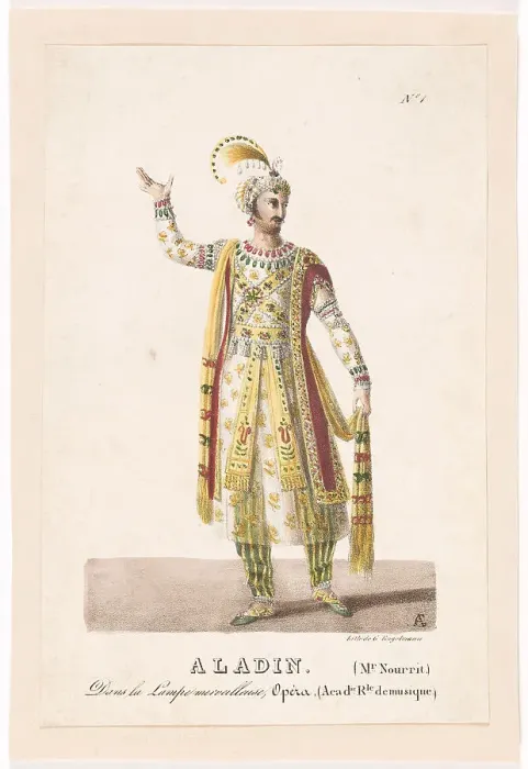 Framed Print : Costume design for the Opera Aladin, ou La Lampe merveilleuse by Nicolas Isouard, 1822. Creator: Garneray, Auguste (1785-1824). Costume design for the Opera Aladin, ou La Lampe merveilleuse by Nicolas Isouard, 1822 Framed Print : Costume design for the Opera Aladin, ou La Lampe merveilleuse by Nicolas Isouard, 1822. Creator: Garneray, Auguste (1785-1824). Costume design for the Opera Aladin, ou La Lampe merveilleuse by Nicolas Isouard, 1822