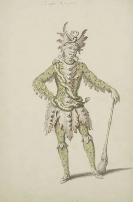 Framed Print : Costume design for the opera Atys by Jean-Baptiste Lully, c1676. Creator: Berain, Jean (c. 1640-1711) Framed Print : Costume design for the opera Atys by Jean-Baptiste Lully, c1676. Creator: Berain, Jean (c. 1640-1711)