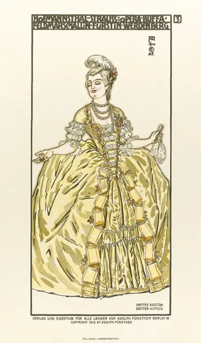 Framed Print : Costume Design for the opera Der Rosenkavalier (The Knight of the Rose) by Richard Strauss, 1910. Artist: Roller, Alfred (1864-1935) Framed Print : Costume Design for the opera Der Rosenkavalier (The Knight of the Rose) by Richard Strauss, 1910. Artist: Roller, Alfred (1864-1935)