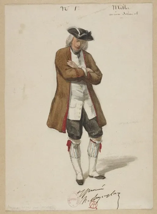 Framed Print : Costume design for the opera Louise Miller by Giuseppe Verdi, Paris Opera, 02. 02. 1853, 1853 Framed Print : Costume design for the opera Louise Miller by Giuseppe Verdi, Paris Opera, 02. 02. 1853, 1853