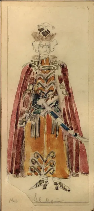 Framed Print : Costume design for the opera Mazepa by P. I. Tschaikovski. Artist: Vrubel, Mikhail Alexandrovich (1856-1910) Framed Print : Costume design for the opera Mazepa by P. I. Tschaikovski. Artist: Vrubel, Mikhail Alexandrovich (1856-1910)