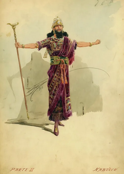 Framed Print : Costume design for the opera Nabucco by Giuseppe Verdi, 1913. Creator: Comelli, Attilio (1858-1925) Framed Print : Costume design for the opera Nabucco by Giuseppe Verdi, 1913. Creator: Comelli, Attilio (1858-1925)