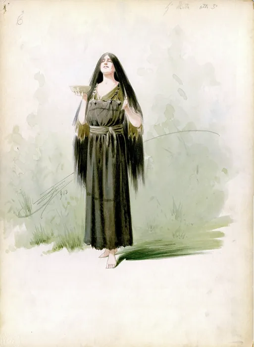 Framed Print : Costume design for the opera Parsifal by Richard Wagner, 1913. Creator: Comelli, Attilio (1858-1925) Framed Print : Costume design for the opera Parsifal by Richard Wagner, 1913. Creator: Comelli, Attilio (1858-1925)