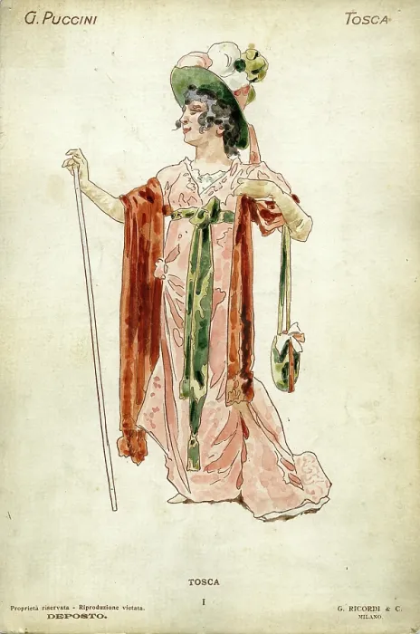 Framed Print : Costume design for the opera Tosca by Giacomo Puccini, 1900. Creator: Hohenstein, Adolfo (1854-1928) Framed Print : Costume design for the opera Tosca by Giacomo Puccini, 1900. Creator: Hohenstein, Adolfo (1854-1928)