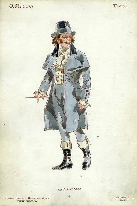 Framed Print : Costume design for the opera Tosca by Giacomo Puccini, 1900. Creator: Hohenstein, Adolfo (1854-1928) Framed Print : Costume design for the opera Tosca by Giacomo Puccini, 1900. Creator: Hohenstein, Adolfo (1854-1928)