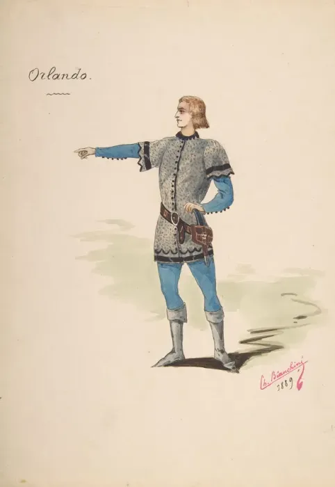 Framed Print : Costume Design for Orlando, 1889. Creator: Charles Bianchini Framed Print : Costume Design for Orlando, 1889. Creator: Charles Bianchini